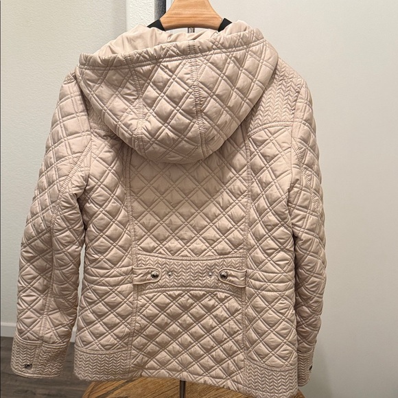 Weatherproof Beige Quilted Patterned Hooded Jacket Minimalist Sz Large Cabincore - Picture 9 of 14
